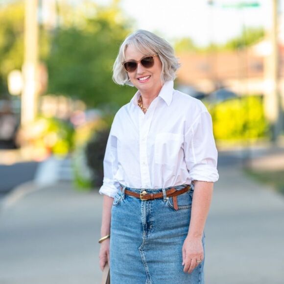 Chicos 2.5/M-L Blue Lightweight Denim Cotton/Lyocell Zip Front Fringe Hem Skirt - Picture 9 of 16